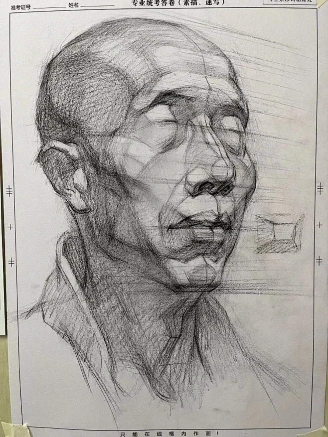 素描人头像肌肉结构图