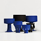 一匚现代轻奢样板间蓝色黑色艺术陶瓷容器花器摆件售楼处客厅装饰-淘宝网