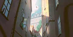 {插画系列}卡通现代城市，机械场景（插画)