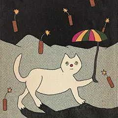 巴西艺术家 Raysa Fontana 的彩色插画融合了儿童读物的怀旧感和复古杂志封面的年代感，画面简单、线条质朴，塑造出一个个奇怪的梦。#插画# #色彩# ​​​​