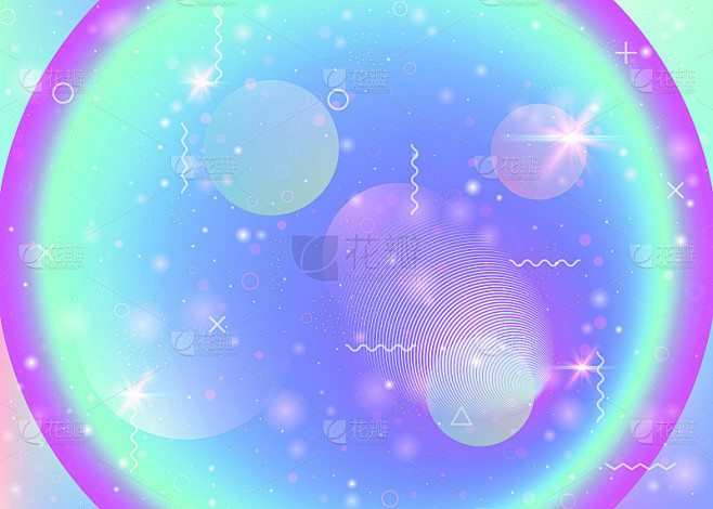 带有彩虹渐变的全息背景。动态流体。宇宙全...