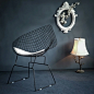 北欧铁艺创意个性餐椅现代简约休闲椅设计师网红椅子镂空铁丝椅金