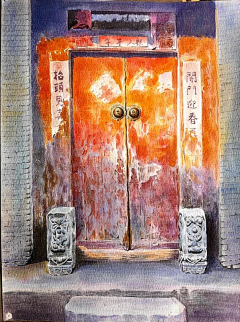 邹承海采集到水彩人物，风景，偏写实画风