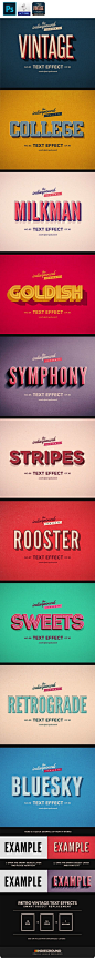 3d, 50s, 60s, add-on, classic, effect, grunge, hipster, indie, indieground, insignia, label, logo, mock-up, mockup, oldies, pattern, photorealistic, presentation, retro, style, text, type, typography, vintage Retro Vintage Text Effects “Simple & 3d Re