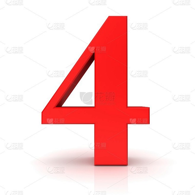 4数字4第四红色3d标志图标孤立