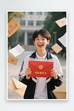 高中校园毕业季录取通知书高考人物摄影图