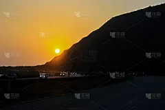 橘色加州海岸日落