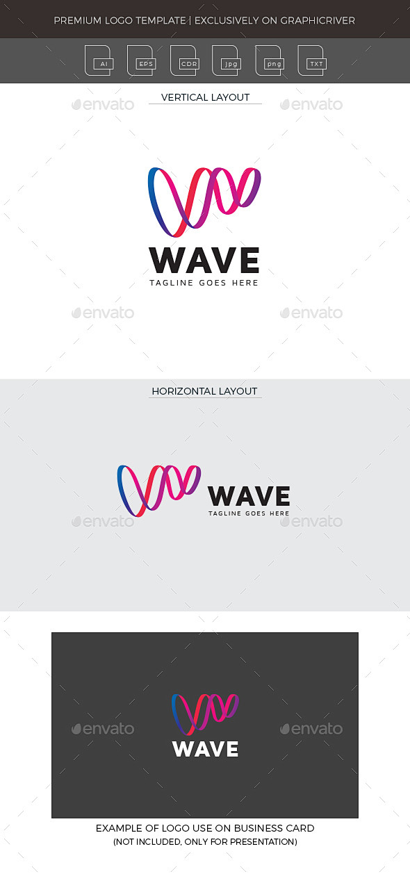 波标志模板——字母标志模板Wave Logo Template - Letters Logo Templates机构、应用程序、业务、五彩缤纷 ...