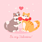 Cute valentines day animal couple Premium Vector