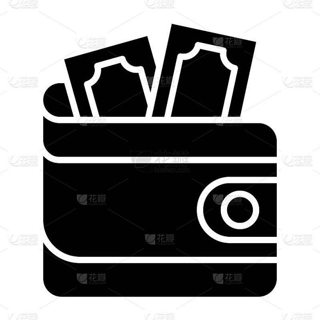 钱包图标，矢量插图，金融字形