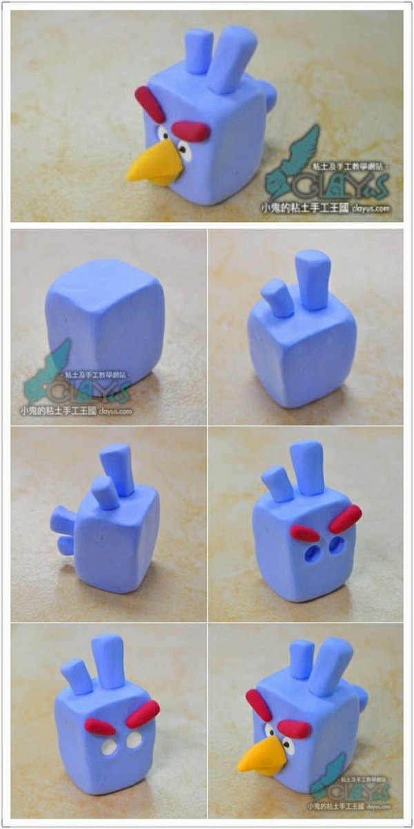 小鬼的輕粘土手工课-冰小鳥 制作步驟：1...