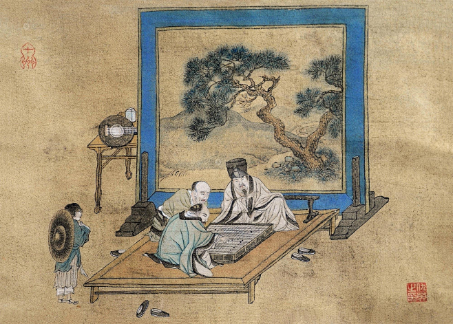 仇英——无题 对弈 人物场景 镜心欣赏 ...