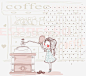 清新手绘磨咖啡豆女孩 页面网页 平面电商 创意素材
