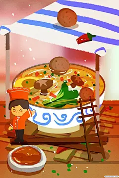 图片[14]-25款美食手绘火锅麻辣烫撸串大排档小龙虾烤鱼炸鸡串串香海鲜插画海报PSD素材-爱设计爱分享c