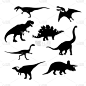 Dinosaur silhouettes set. Vector illustration isol