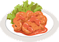 手绘卡通可爱食物日式饭面条汉堡天妇罗烤肉火锅免抠PNG图案素材 (11)