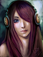 girl with headphones by oO