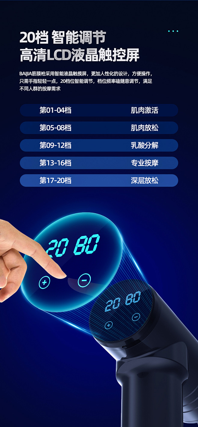 美国BAIJIA筋膜枪腿部肌肉放松器静音...