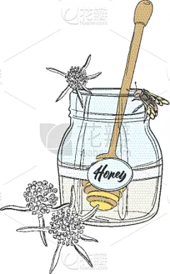 广口瓶,蜂蜜,蜜蜂,自然,巨大的,卡通,可爱的,环境,野生动物
