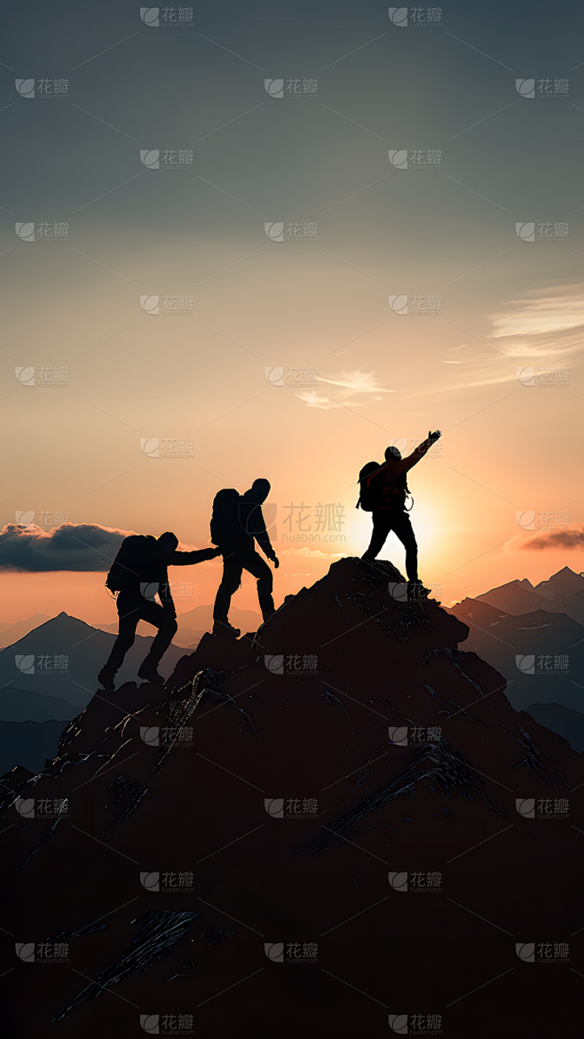 五四青年节通用人物登山背影背景场景图片素材