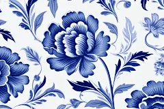 传统青花瓷纹样插画绘画