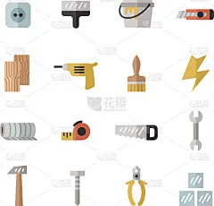 家居维修和建设彩色平面图标集。第一部分。