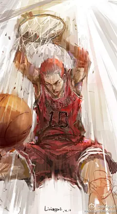 【永恒的经典Slam Dunk】这套帅气的插画作品来自@lixiaoyaoII 怀念啊逝去的青春！