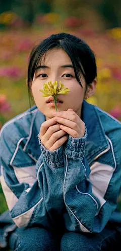 小清新少女张子枫甜美牛仔迷人写真手机壁纸