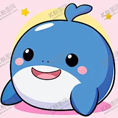 手绘卡通可爱鲸鱼 【酷图网】鲸鱼,蓝色,海洋生物,动物,可爱,手绘,卡通,创意