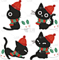 猫,可爱的,宠物,垂直画幅,羊毛帽,冬天,图像,腮须,雪兔,猫科动物