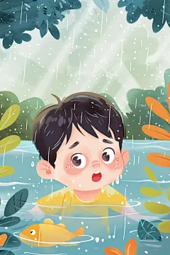 学校暑期安全插画谨防溺水普及