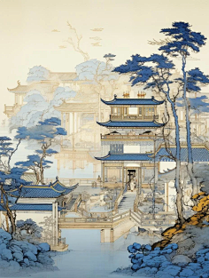 国风美学-花瓣网|陪你做生活的设计师 | 艺术插画 桃源仙阁当巴洛克恋上东方美
