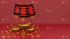 快乐的中国新年背景中国金和中国灯笼在红色的背景。三维渲染