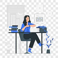 扁平插画风深夜加班的女性场景元素卡通手绘PNG图片 来自PNG搜索网 pngss.com 免费免扣png素材下载！