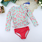 欧美原单 女童环保西瓜印花长袖两件套防晒游泳衣UPF50+-淘宝网