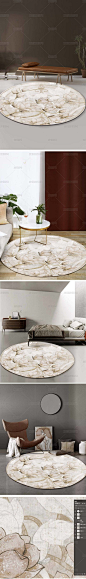 新中式地毯中国风复古花鸟兰花茶几垫卧室床边圆毯