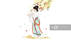 古诗词水墨插画-渔家傲图片素材