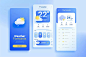 玻璃拟态UI界面设计 蓝色天气预报app图片