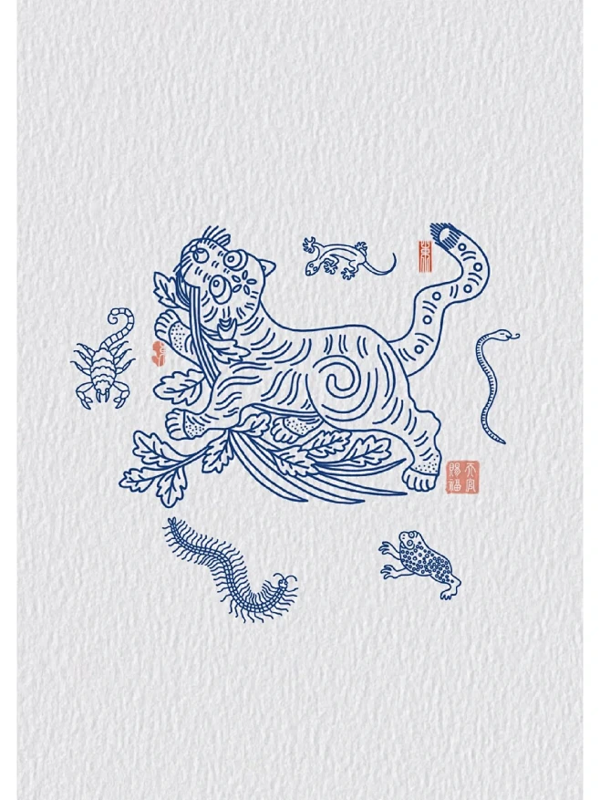 传统图案纹样‖艾虎镇五毒-花瓣网