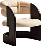 其中可能包括：a modern chair with curved back and beige upholstered seat