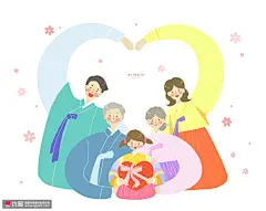 爱心家庭 美满家庭 彩色手绘 医疗健康插画AI70 医疗保健 健康诊断