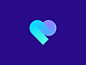 Heart luv date minimal gradient color simple startup geometric heart like love amor road path abstract lettermark identity mark branding symbol logo