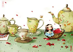 拇指姑娘-蓝雯轩_安徒生,蓝雯轩,拇指姑娘,儿童插画_涂鸦王国插画