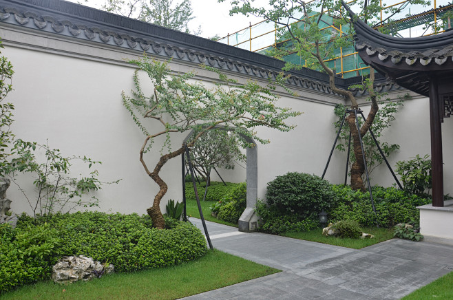 绿城江南里中式样板区庭院实景拍摄图-淘宝...