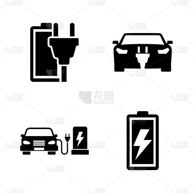 电动汽车。简单相关矢量图标