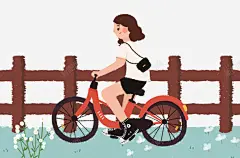 骑着自行车的美女旅行郊游 免抠png 设计图片 免费下载 页面网页 平面电商 创意素材