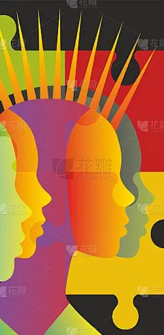 抽象的彩色人类(性别中立)档案与拼图块。