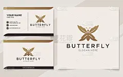 豪华蝴蝶标志和名片模板