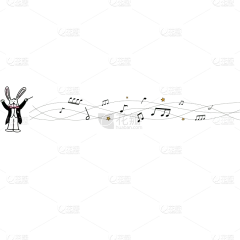 装饰系列卡通感兔子五线谱音符插画元素