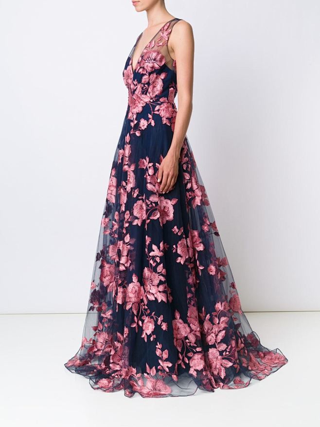 Marchesa Notte 花卉刺绣礼...